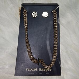 Violet Harper Gold Chain Necklace and Earring Set‎